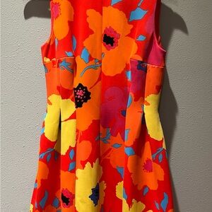 Anne Klein Women’s Size 8  Red Yellow Floral Sleeveless Lined Dress
